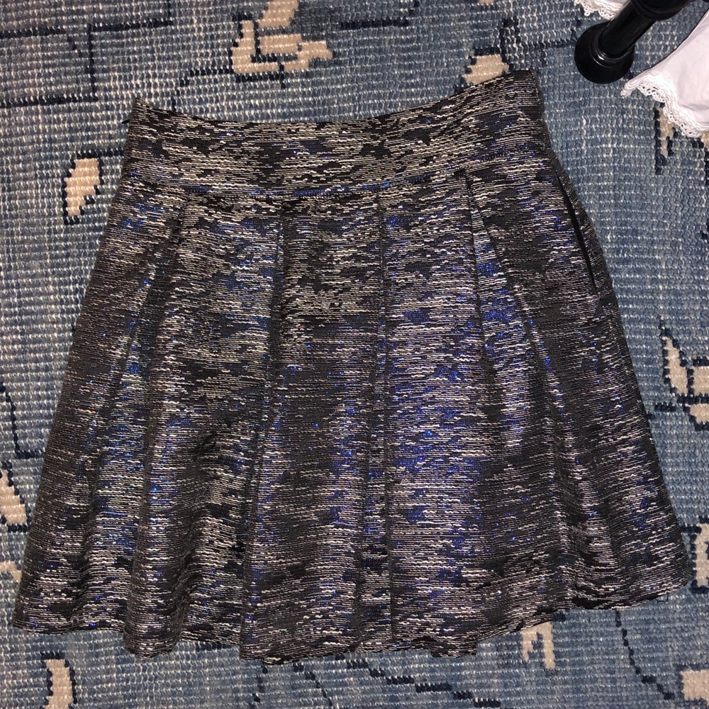 parker metallic tweed pleated skirt